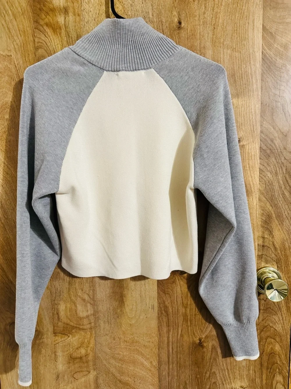 Hippie Rose Ivory and Gray Half-Zip Colorblock Pullover - Picture 2 of 3